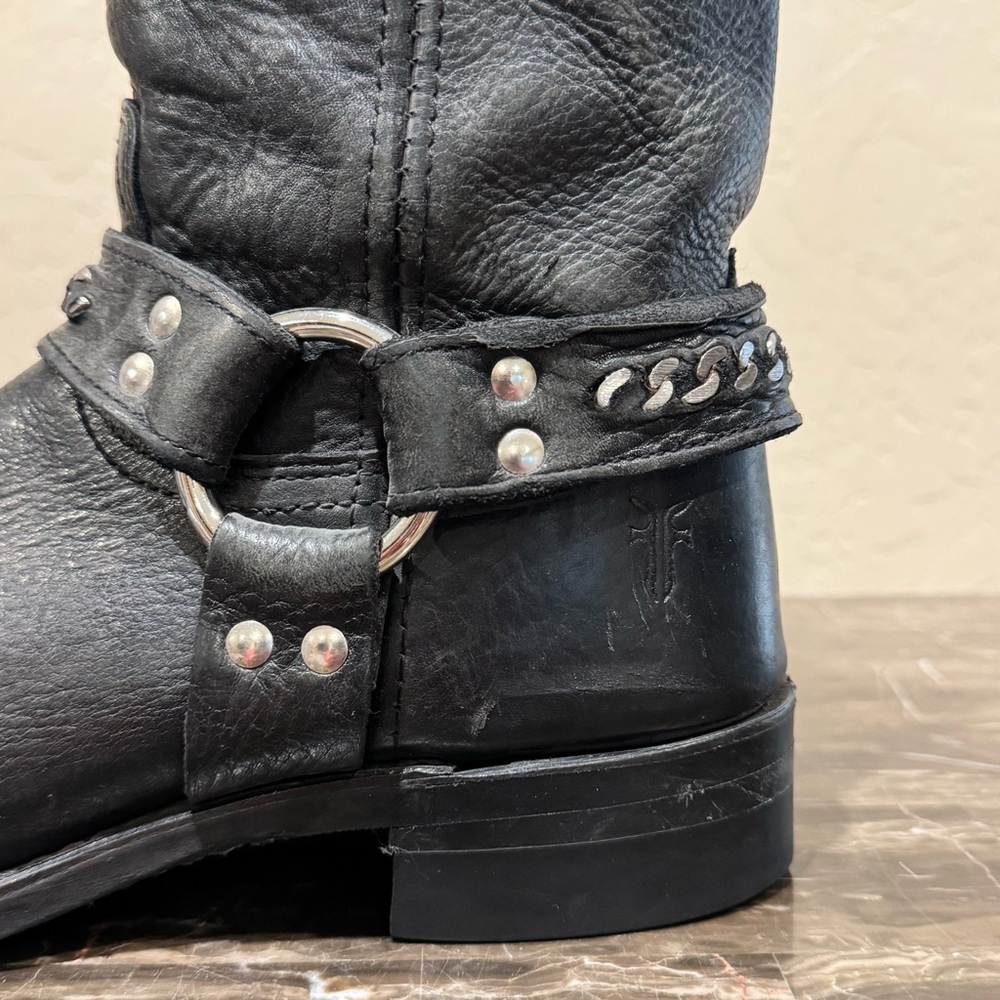 Frye Leather Chain Link Harness Boots - Picture 3 of 12